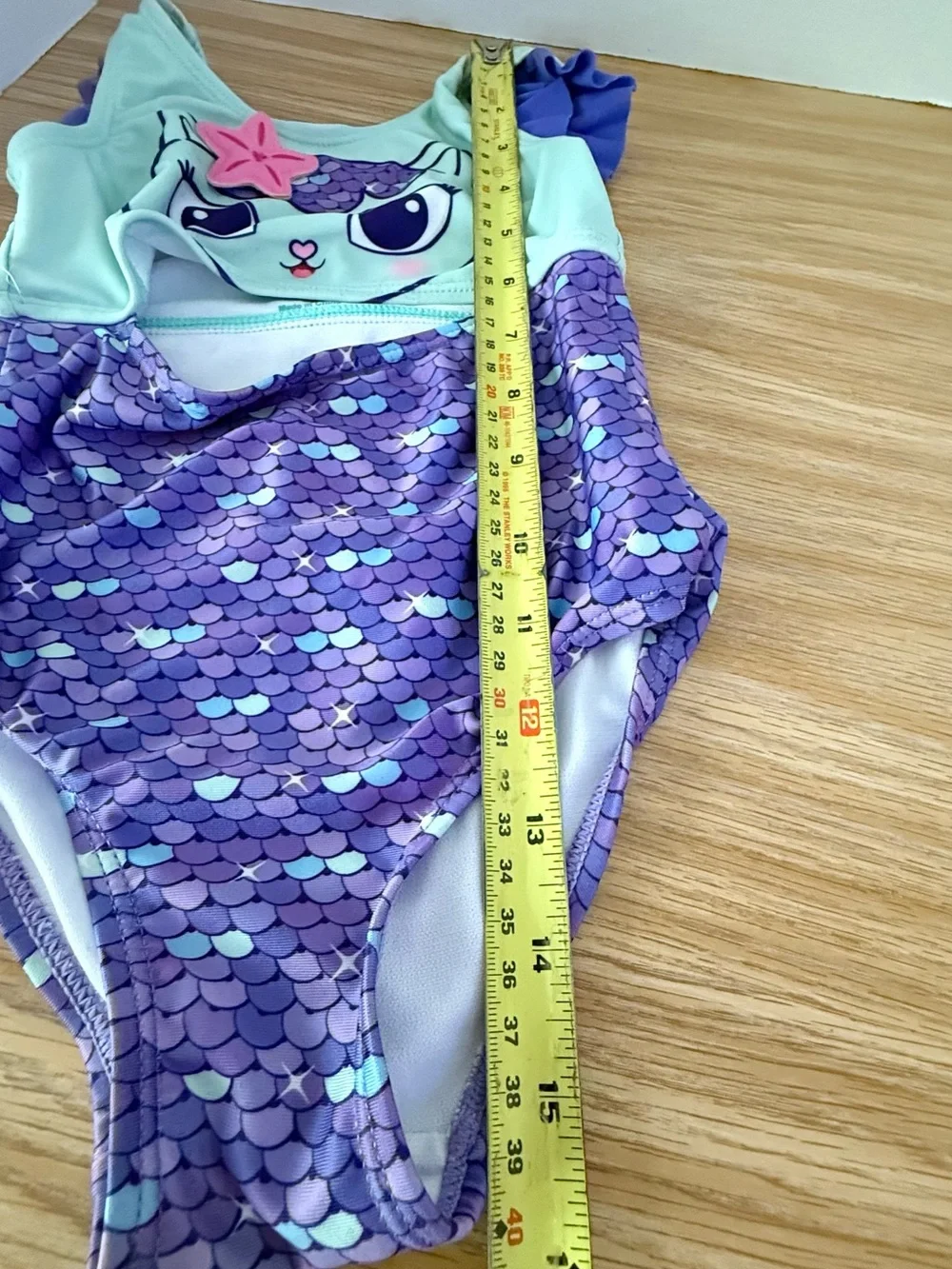 Gabby’s dollhouse 2T girls Mint & Purple Mermaid Cat One-Piece Swimsuit